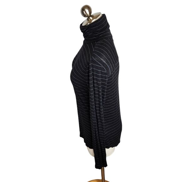 Prana Foundation Turtleneck Top Modal Women's Small Charcoal Heather Stripe - Picture 7 of 10